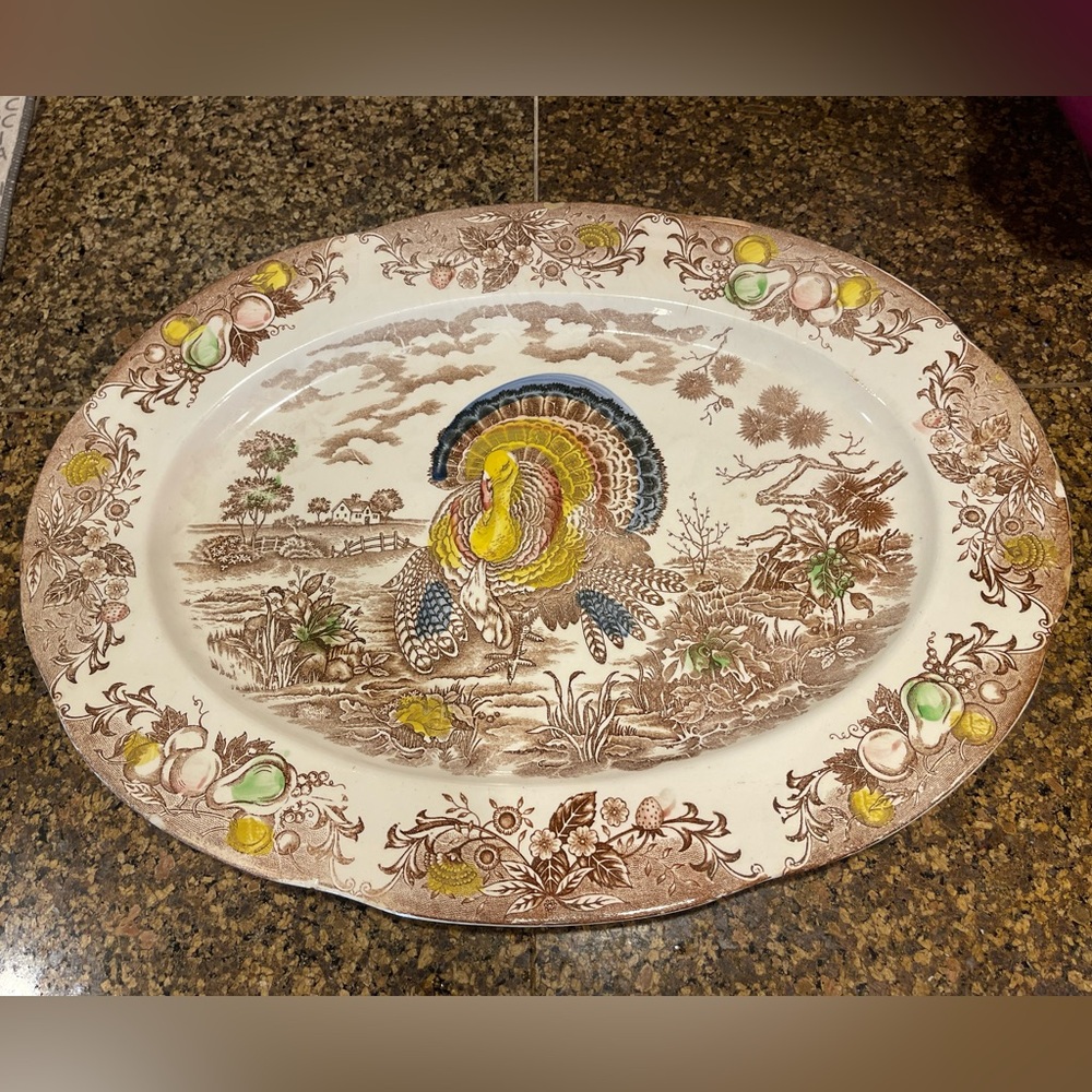 Vintage Made in Japan -  Turkey Platter with Brown and Yellow Accents